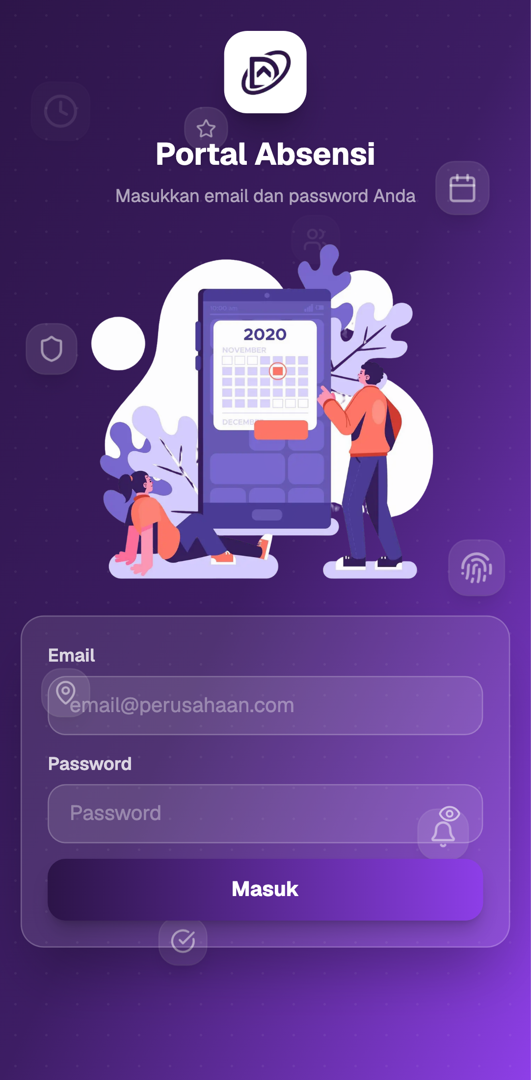 Halaman login dex-attendance PWA